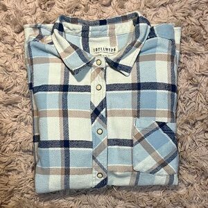 Idyllwind Blue and Tan Plaid Button Down Shirt